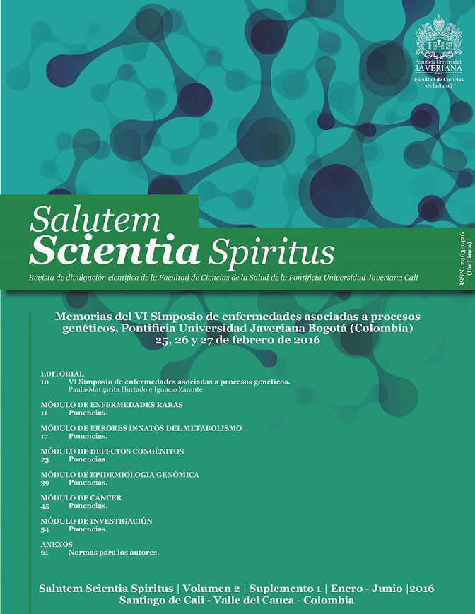 					Ver Vol. 2 Núm. 1 (2016): Revista Salutem Scientia Spiritus (Suplemento 1)
				